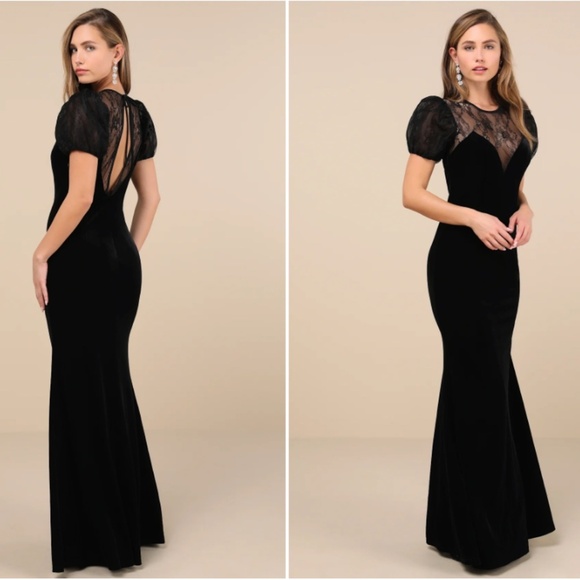 LULUS Chic Prom Wedding Holiday Sexy Elegant Vixen Velvet Cocktail Maxi - Picture 5 of 5
